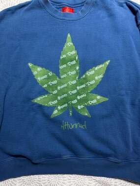 4Hunnid x Snoop Dogg Leaf Crewneck Sweatshirt Blue XL